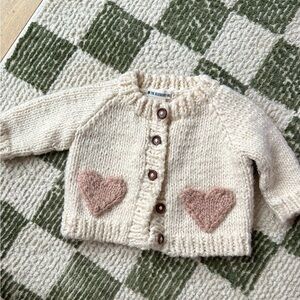 The Blueberry Hill Cream Knit Sweater with Heart Pockets